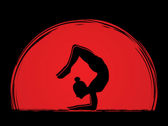 A woman practicing yoga pose outline graphic Vector Image