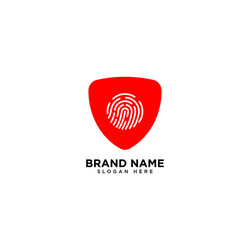 fingerprint loop icon with shield technology vector image