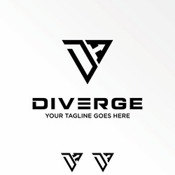 letter d font in triangle line with arrow inside vector image