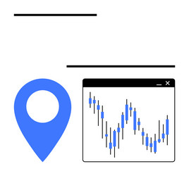 navigation marker and stock market chart vector image