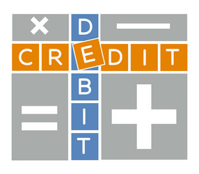 silhouette debit and credit crossword vector