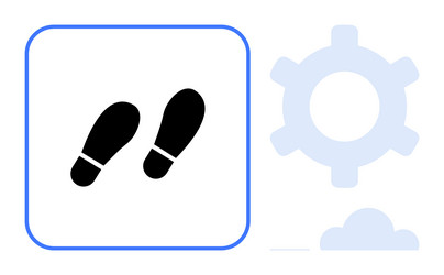 black footsteps icon within a square frame next vector image