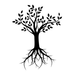 Black tree with roots vector