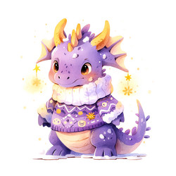 Cute Watercolor Dragon New Year Vector Image