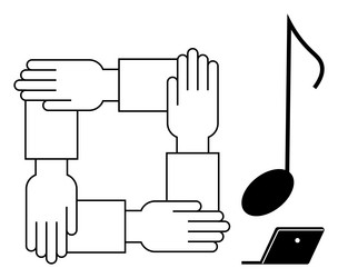 unity and collaboration represented by linked vector image