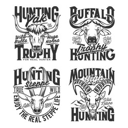 hunting club horned animals mascot t-shirts prints Vector Image