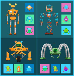 Robot collection with icons vector