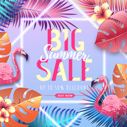 Summer Flamingo Sale Poster Vector Image