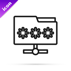 black line folder with password notification icon vector image