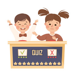 Little boy and girl playing quiz game or mind vector