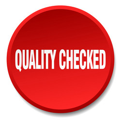 Quality checked red round flat isolated push vector