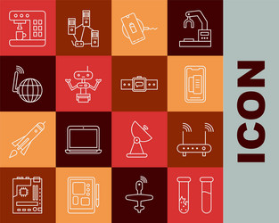 set line test tube and flask router wi-fi signal vector image