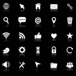 website icons with reflect on black background vector