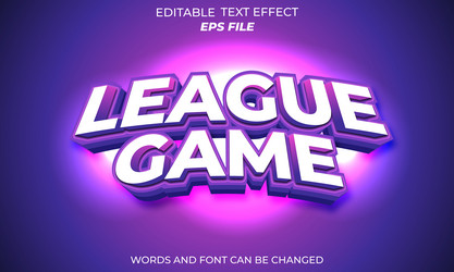 league game editable text effect 3d font style vector image