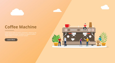 Coffee machine for website template with people vector