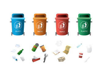 Containers for garbage different types vector