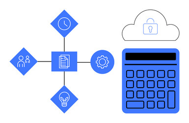 digital cloud-based calculator with workflow vector image