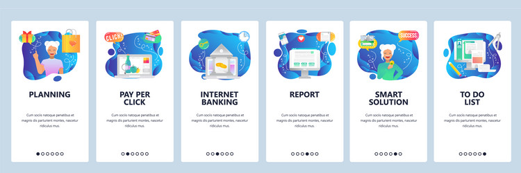 Mobile app onboarding screens todo list smart vector