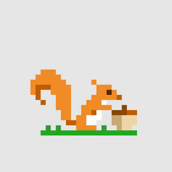 squirrel pixel image for 8 bit game assets vector image