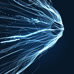 array with dynamic particles 3d technology style vector image
