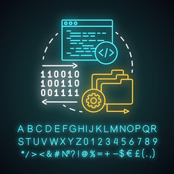 Cross platform programming neon light concept icon vector