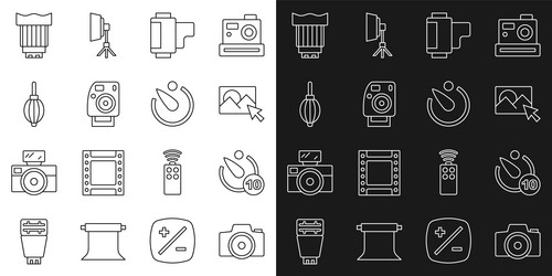 set line photo camera timer retouching vector image