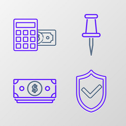 set line shield with check mark stacks paper vector image
