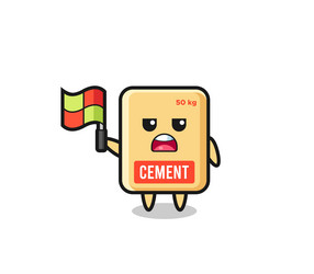 cement sack character as line judge putting vector image