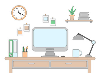 Modern Workspace with Computer vector