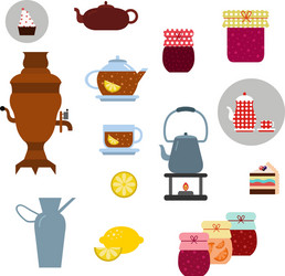 tea ceremony icons set vector