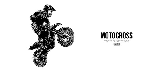 Abstract silhouette of a motocross rider man vector