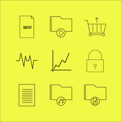 Files and folders linear icon set simple outline vector