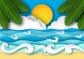Paper Wave Beach Art Vector Image