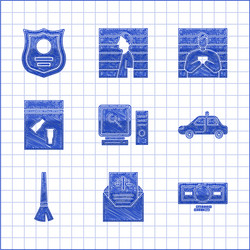 set search on computer screen subpoena stacks vector image