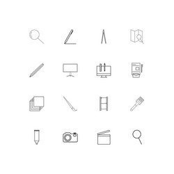 Creative process and design linear thin icons set vector