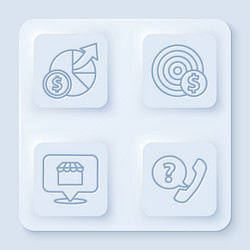 set line money and diagram graph target vector image