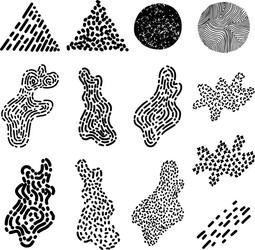 set of hand drawn curly wavy doodle design vector