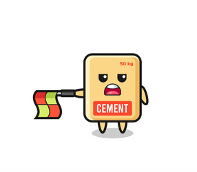 cement sack character as line judge hold the flag vector image