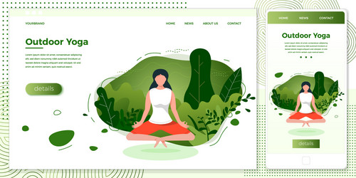 cross platform set yoga girl vector