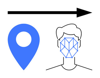 facial recognition and location tracking concept vector image