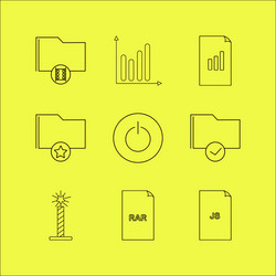 files and folders linear icon set simple outline vector image