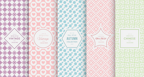 pastel retro different seamless patterns vector image