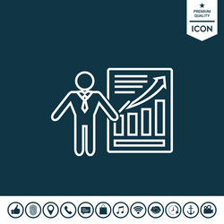 presentation sign icon man standing with pointer vector image