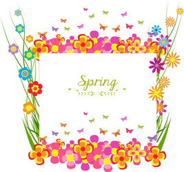 spring with grass and butterfly colorful banner vector image