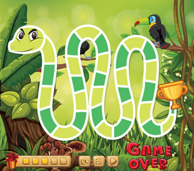boardgame template with snake in jungle vector image
