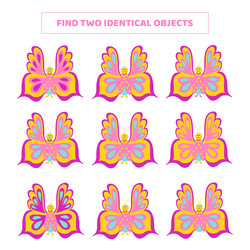 Find two identical objects matching game for kids vector
