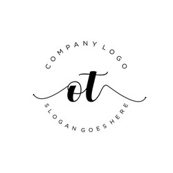 Initial ot handwriting logo with circle template Vector Image