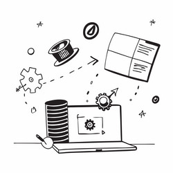 laptop with holographic ai qa and metrics icons vector image