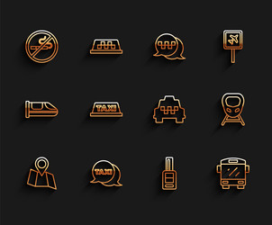 set line folded map with location taxi call vector image