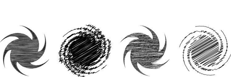 Spiral swirl twirl design element with sketchy vector